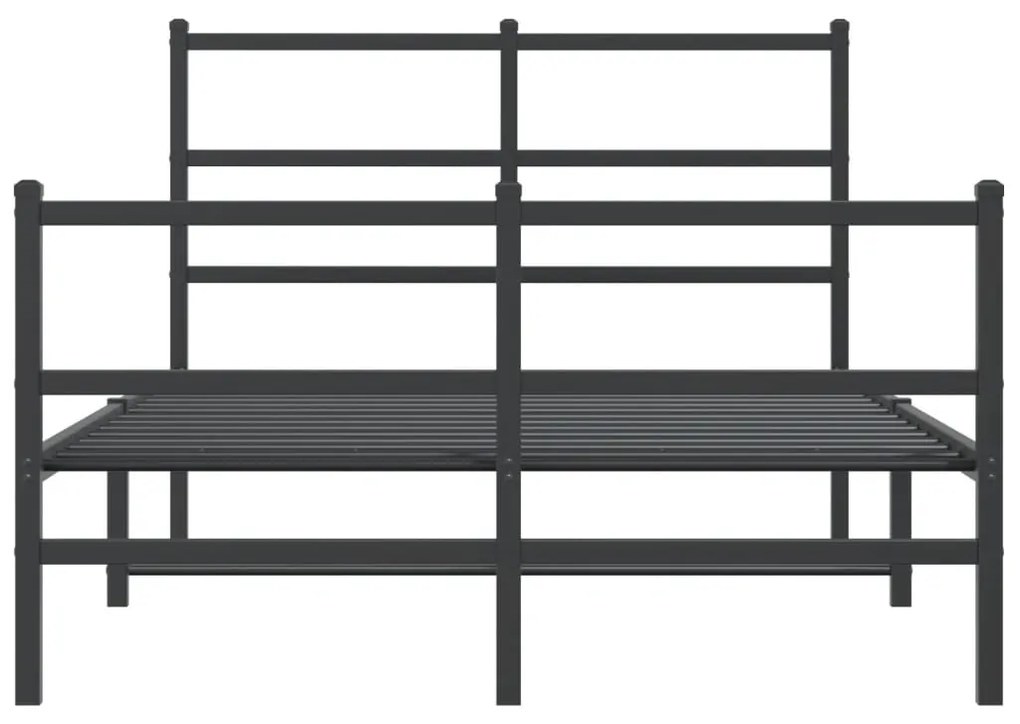 Estrutura de cama com cabeceira e pés 120x190 cm metal preto