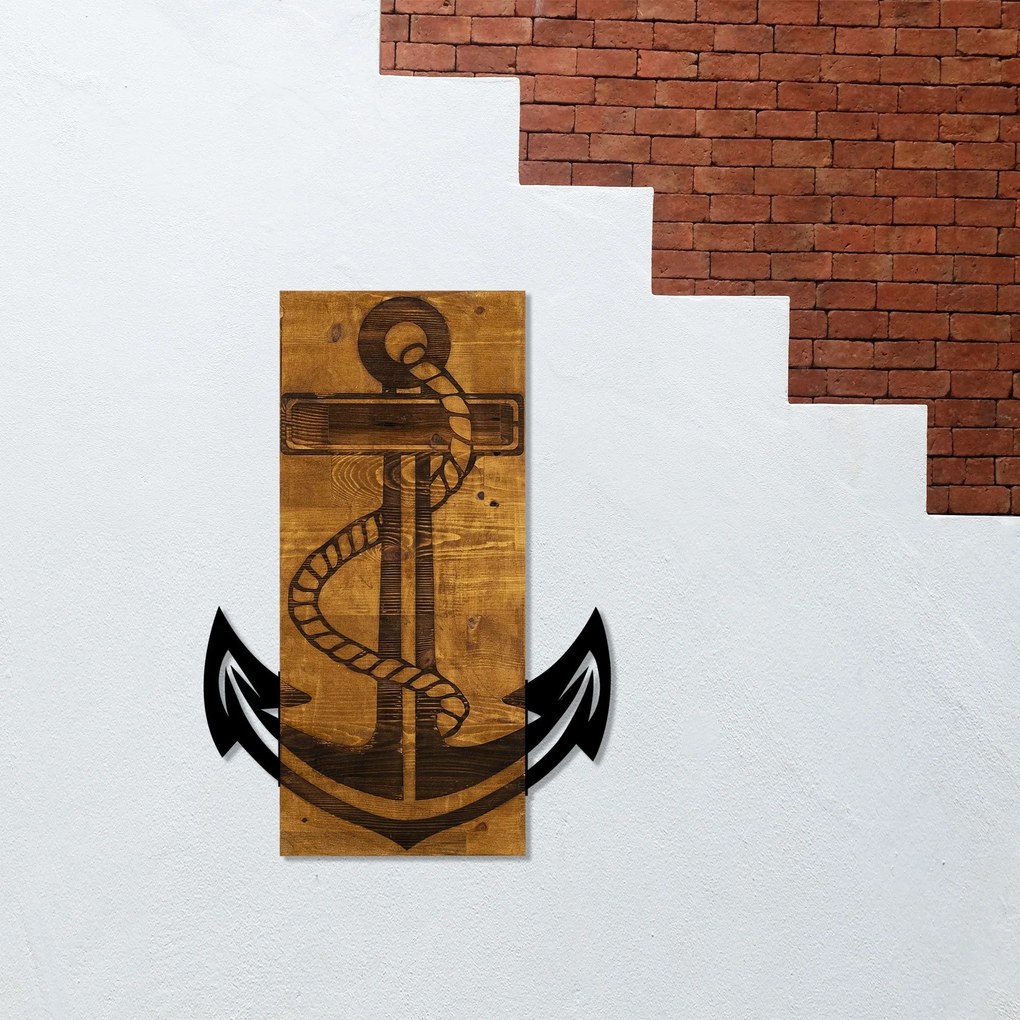 Acessório Decorativo de Parede Ancora – Nogueira e Preto – 41 x 58 cm