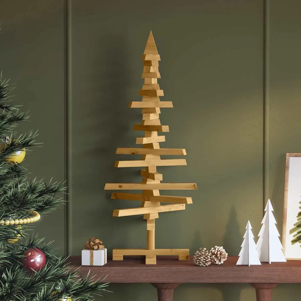 vidaXL Árvore de Natal de Madeira com suporte Castanho 90 cm