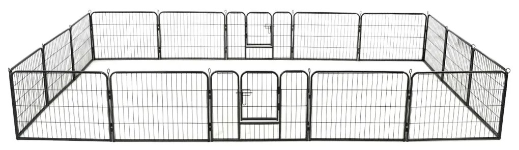 vidaXL Parque para cães 16 painéis aço 60x80 cm preto
