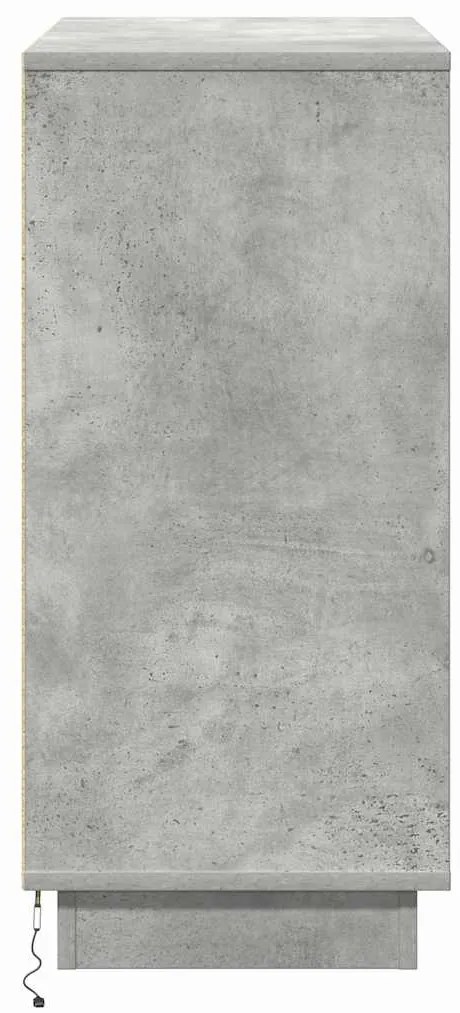 Aparador com LED Cinza Concreto 71x34,5x75 cm Madeira de Engenharia