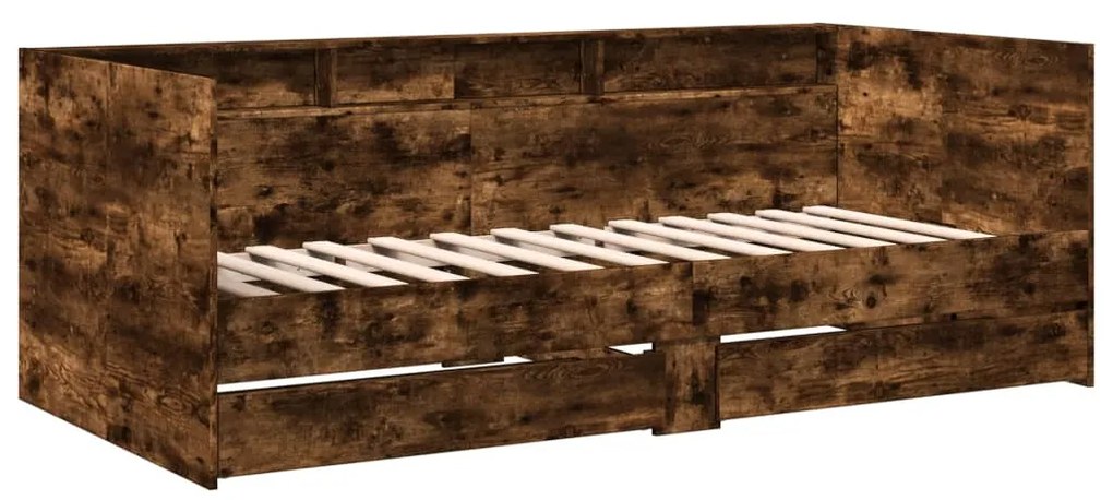 Sofá-cama com gavetas sem colchão 100x200 cm carvalho fumado
