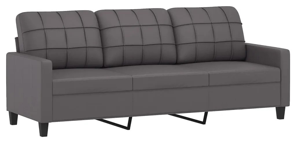 3 pcs conjunto de sofás com almofadas couro artificial cinzento
