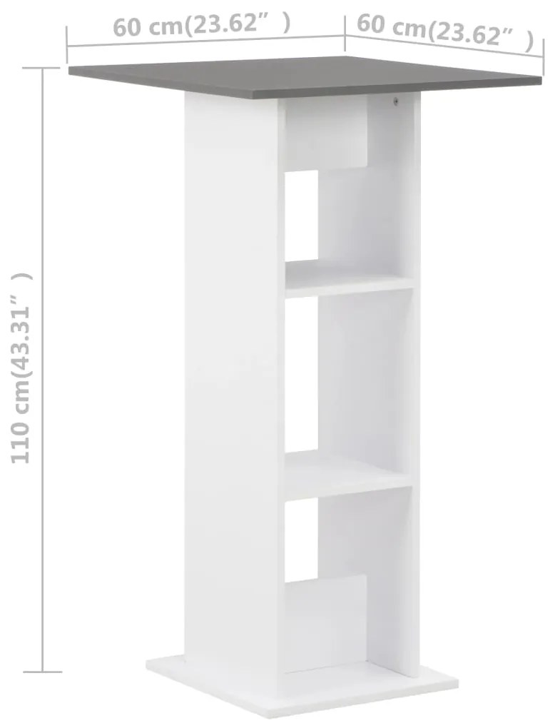 Mesa de bar 60x60x110 cm branco e antracite