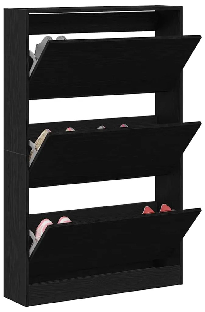Cabide para Sapatos Preto Carvalho 80x21x125,5 cm Madeira Derivada