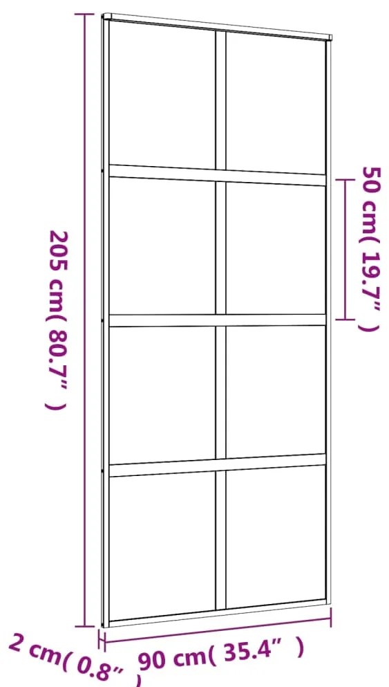 Porta deslizante 90x205 cm vidro ESG/alumínio dourado