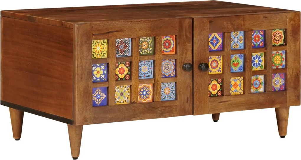 vidaXL Mesa de centro Castanho 80 x 50 x 40 cm Madeira de manga maciça