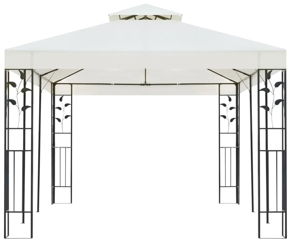 Gazebo com telhado duplo 6x3 m aço branco