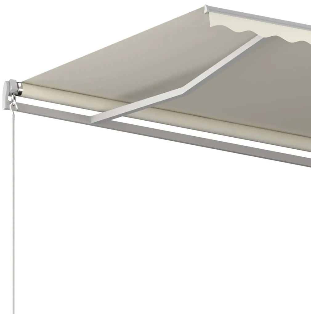 Toldo retrátil automático com postes 5x3,5 m cor creme
