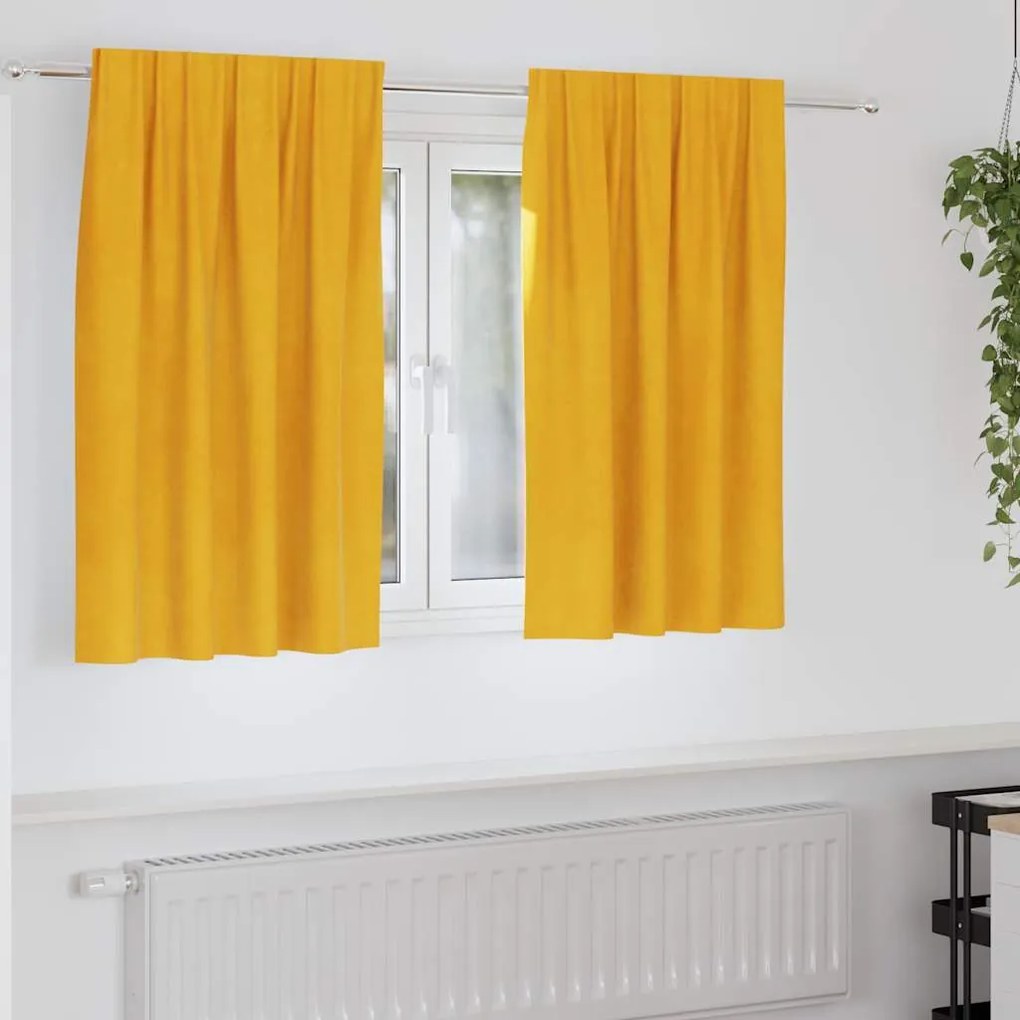 vidaXL Cortinas opacas 2 pcs Amarelo Mostarda 140 x 140 cm Veludo