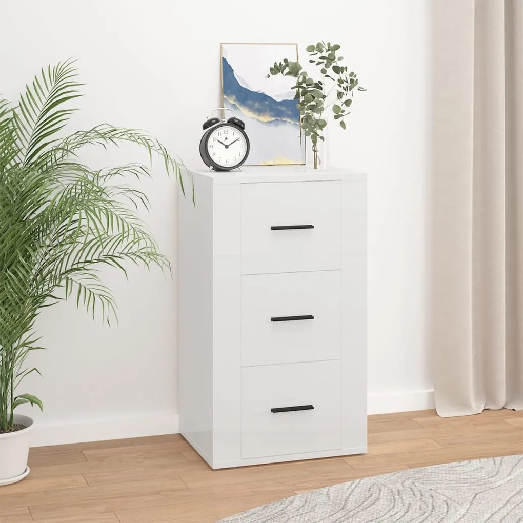 vidaXL Aparador 40x33x70 cm derivados de madeira branco brilhante