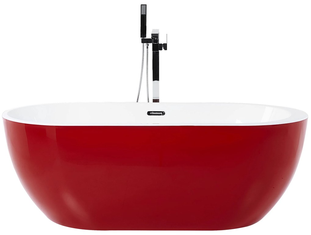 Banheira autónoma em acrílico vermelho 150 x 75 cm NEVIS Beliani