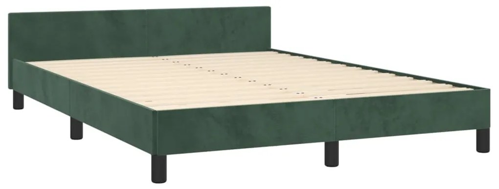 Estrutura de cama c/ cabeceira 140x190 cm veludo verde-escuro