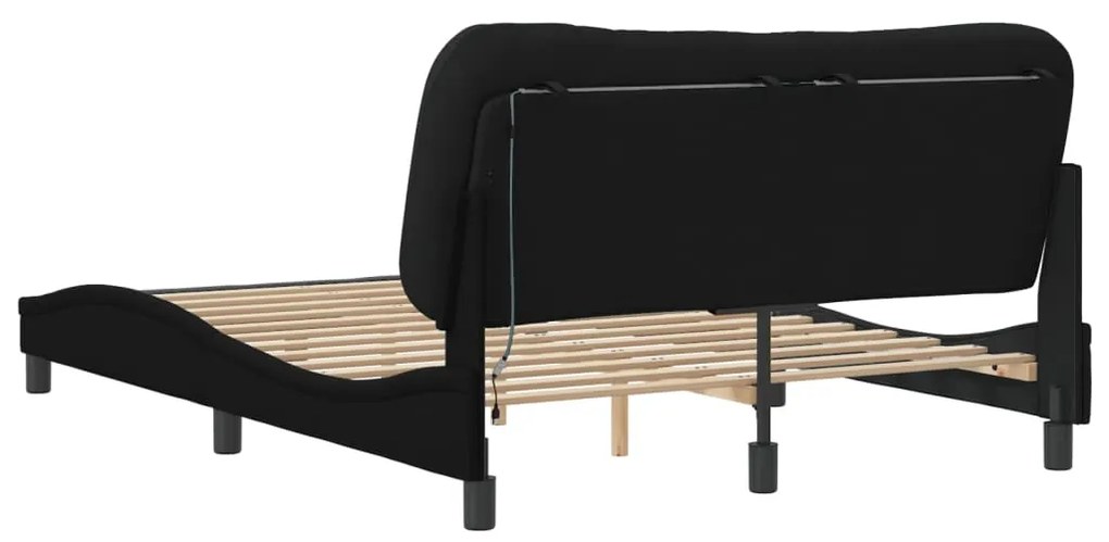 Estrutura de cama com LED sem colchão 120x200 cm tecido preto