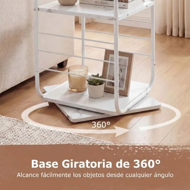 Estante giratória de 4 níveis Torre 360° com estrutura metálica 40 x 40 x 115 cm economiza espaço de canto para escritório, casa, sala, branca