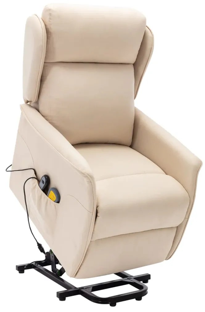 vidaXL Poltrona de massagens tecido cor creme