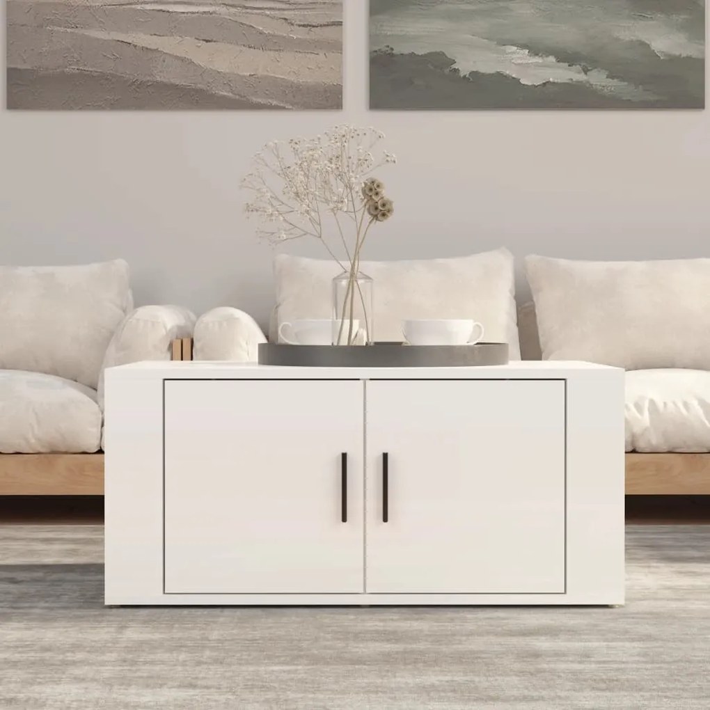 vidaXL Mesa de centro 80x50x36 cm derivados madeira branco brilhante