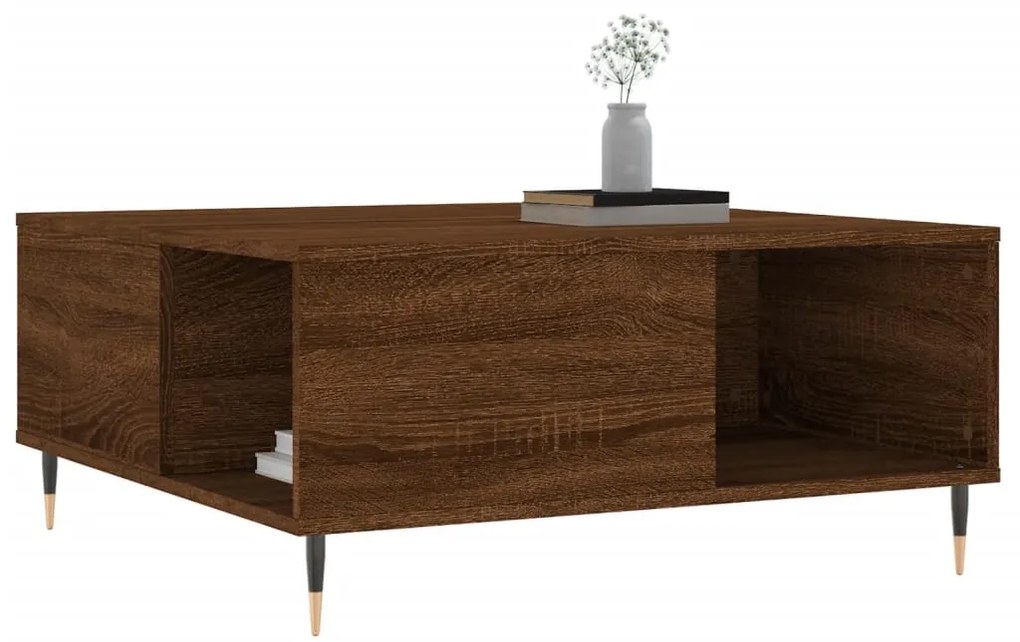 Mesa de centro 80x80x36,5cm derivados madeira carvalho castanho