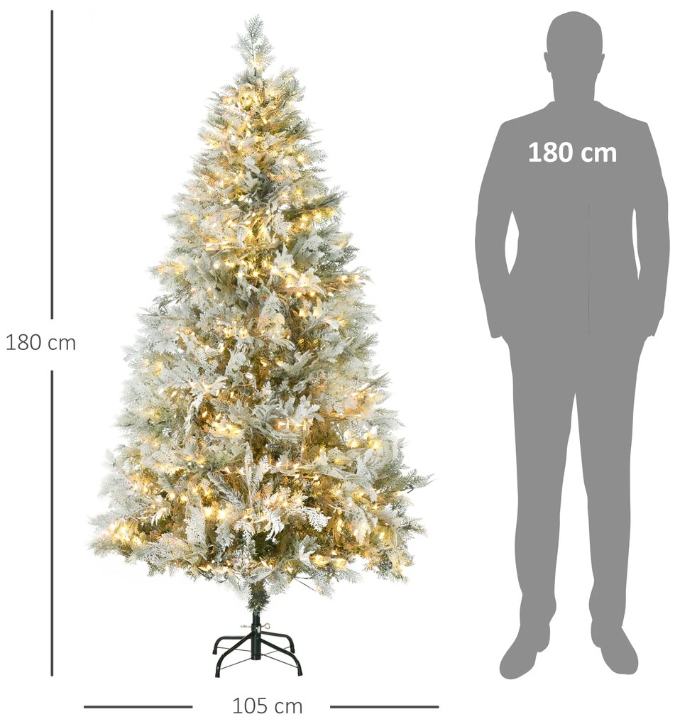 HOMCOM Árvore de Natal Artificial 180 cm com 300 Luzes LED Brancas Que