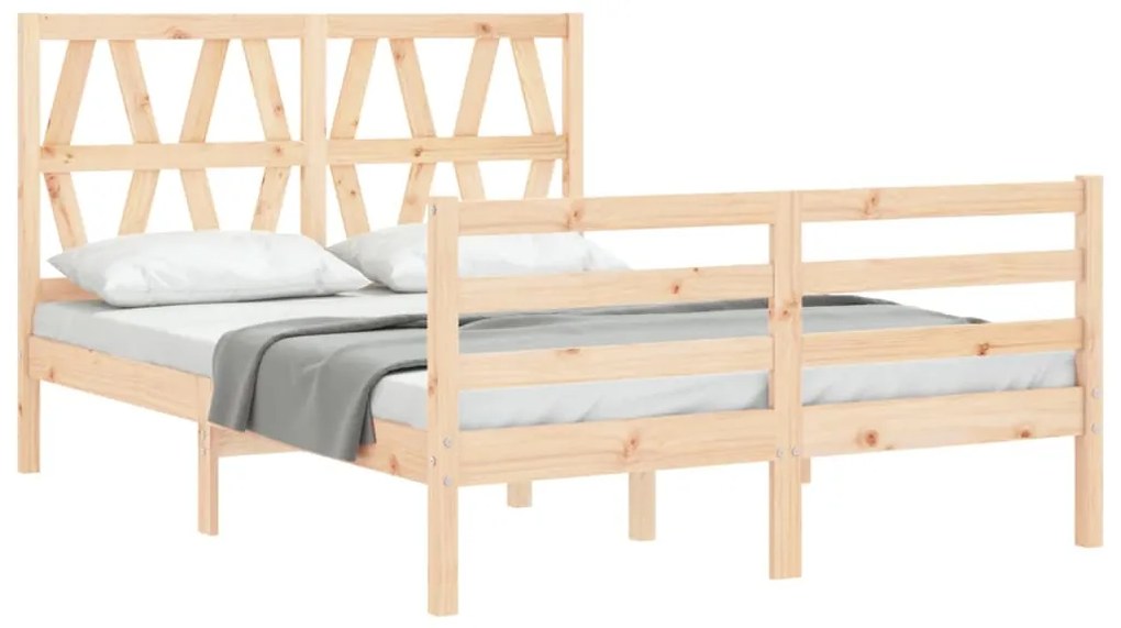 Estrutura de cama de casal com cabeceira madeira maciça