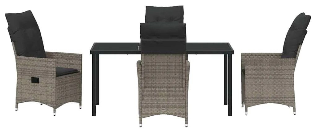 Conjunto de Jantar de Jardim com 5 Peças e Almofadas Cinza em Rattan d