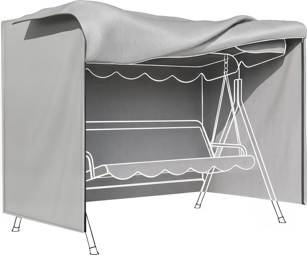 Outsunny Capa Protetora Móveis Jardim Baloiços Exterior Resistente Água Fecho de Correr 205x124x164 cm Cinza Claro | Aosom Portugal