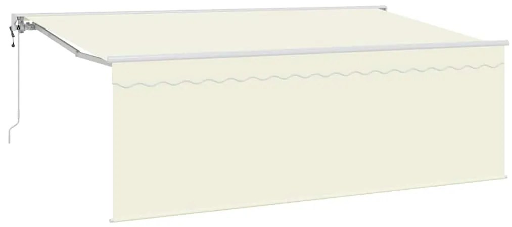 Toldo com Cortina Manual Creme 350 x 200 x 120 cm Tecido, Metal