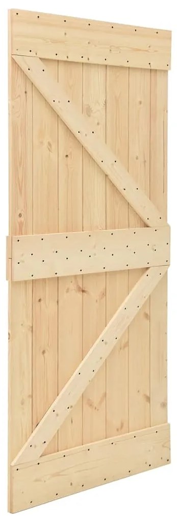 Porta de correr com ferragens 80x210 cm madeira de pinho maciça