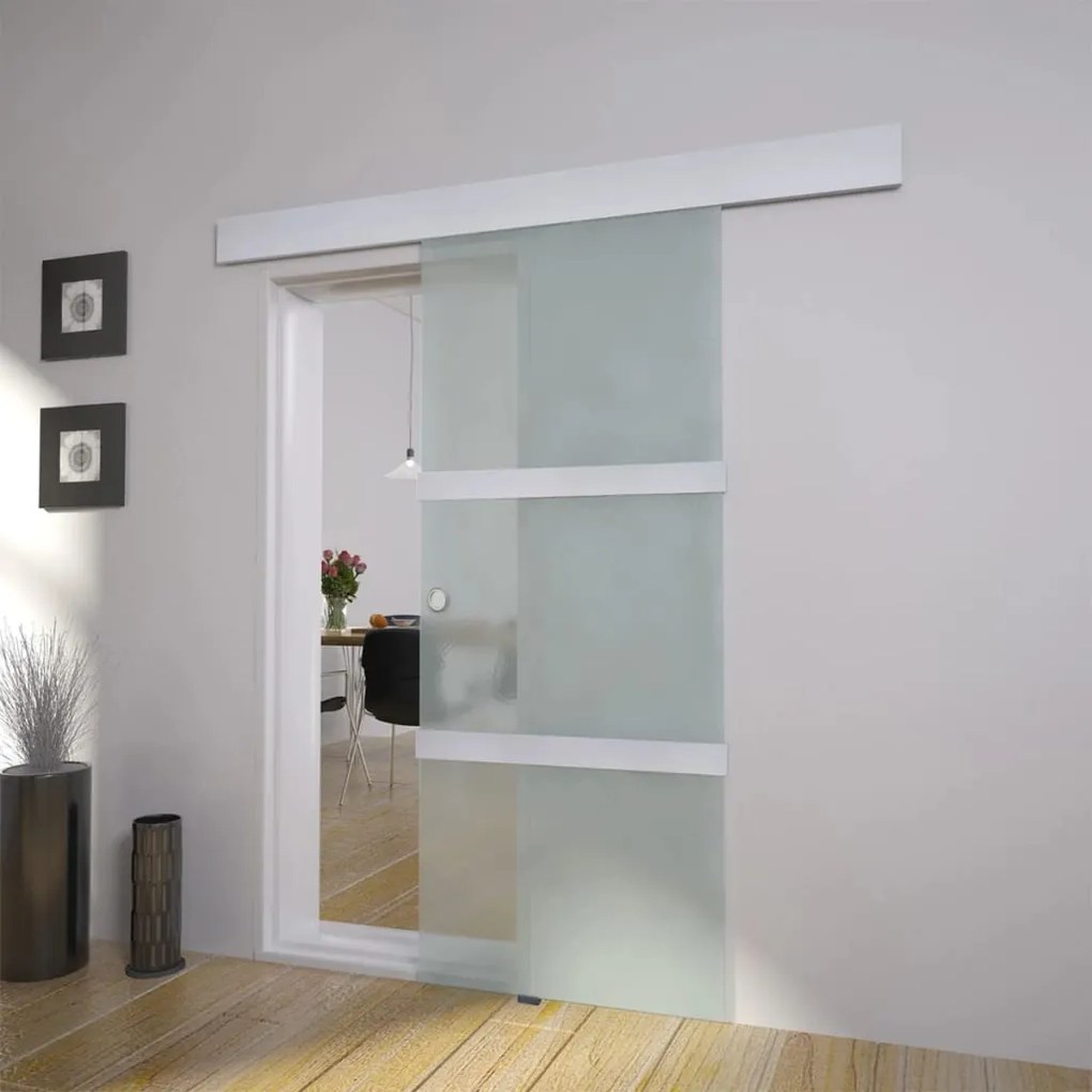 60266 vidaXL Porta deslizante em vidro e alumínio 178 cm prateado