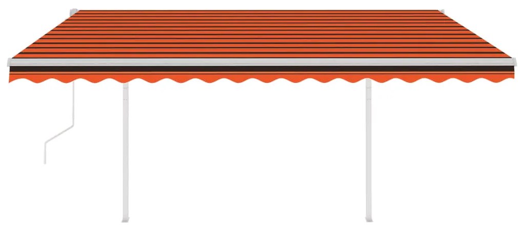 Toldo retrátil automático com postes 4,5x3,5 m laranja/castanho