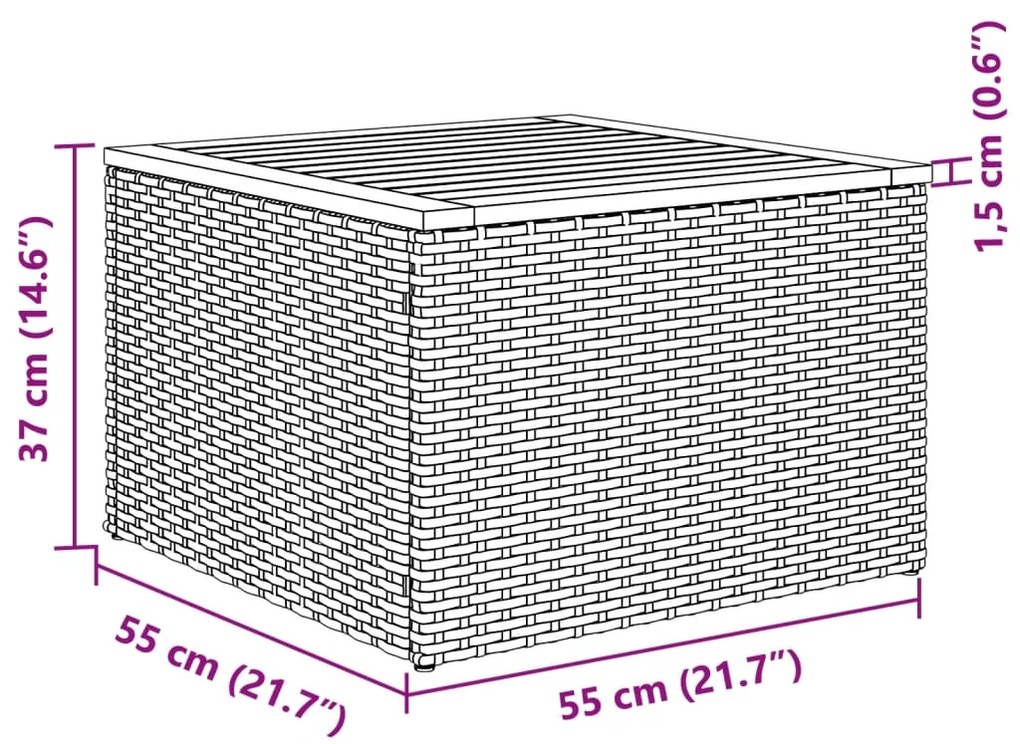 2 pcs conj. sofás de jardim c/ almofadões vime PE/acácia cinza