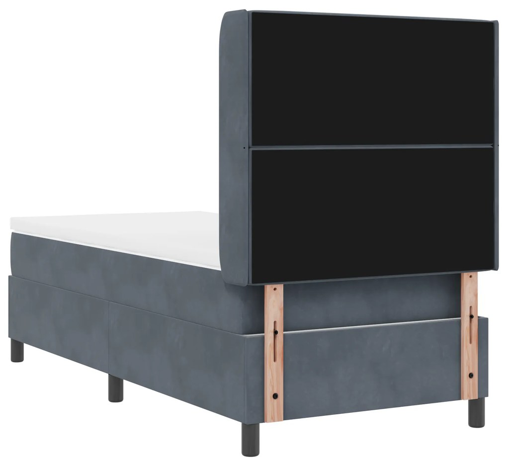 Cama Box com Colchão vidaXL Cinza Escuro 90x190 cm Veludo