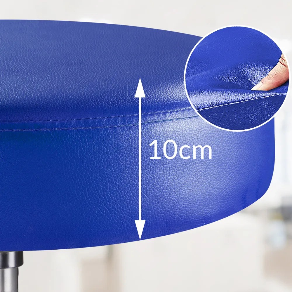 Banco giratória em 360° com rodas em couro sintético Ø35 x 48 x 46-60 cm Azul