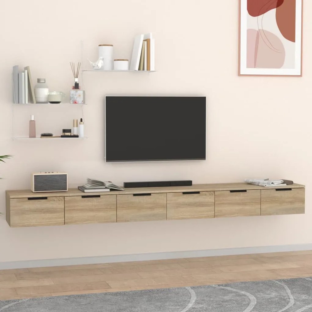 vidaXL Armários de parede 2pcs 102x30x20cm derivados de madeira sonoma