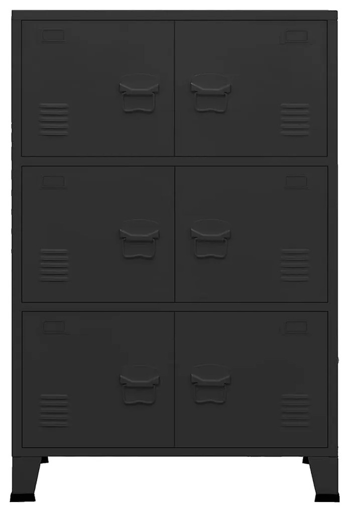 Aparador de arrumação industrial 75x40x115 cm metal preto