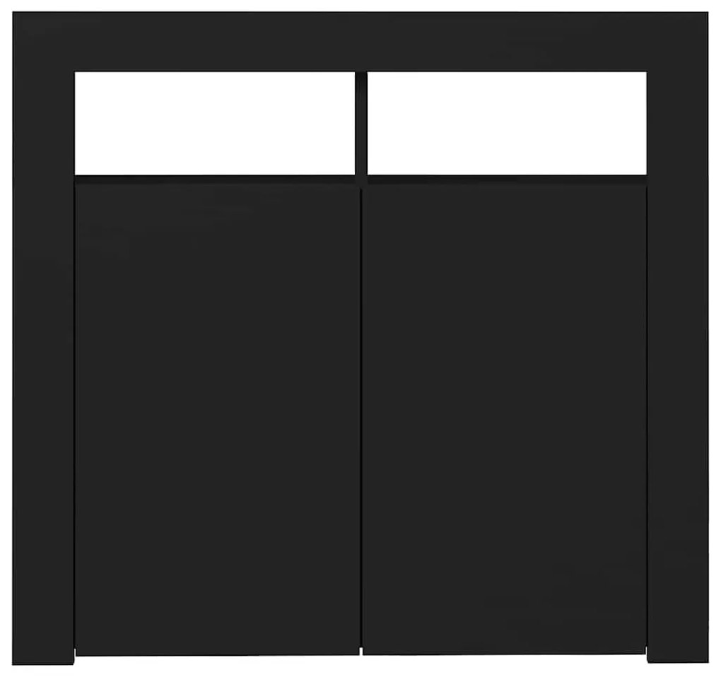 Aparador com luzes LED 80x35x75 cm preto