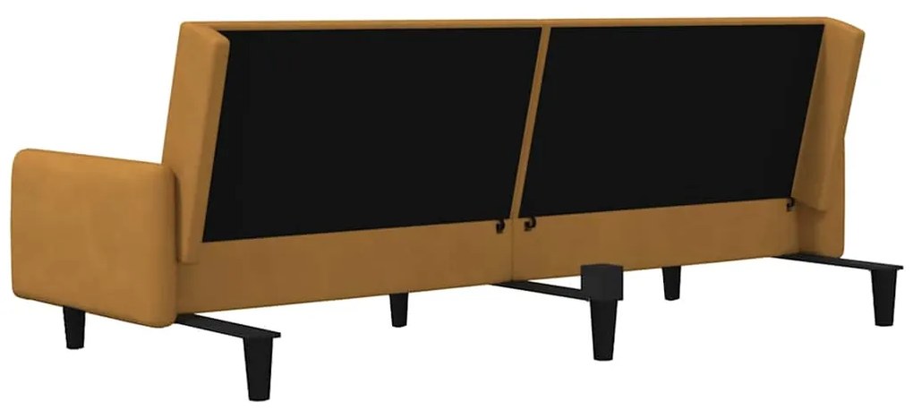 Sofá-cama de 2 lugares veludo castanho