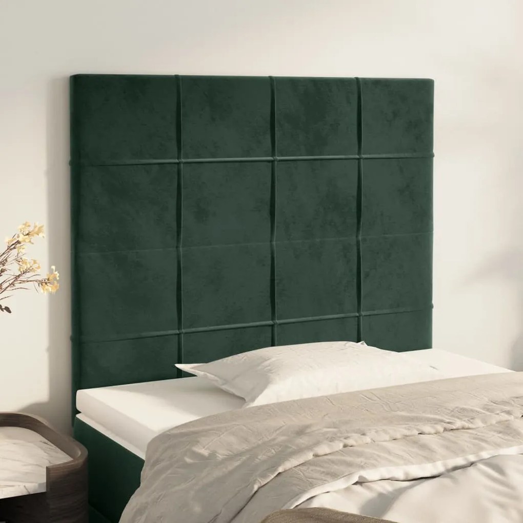 vidaXL Cabeceira Verde Escuro 90x5x118/128 cm Veludo