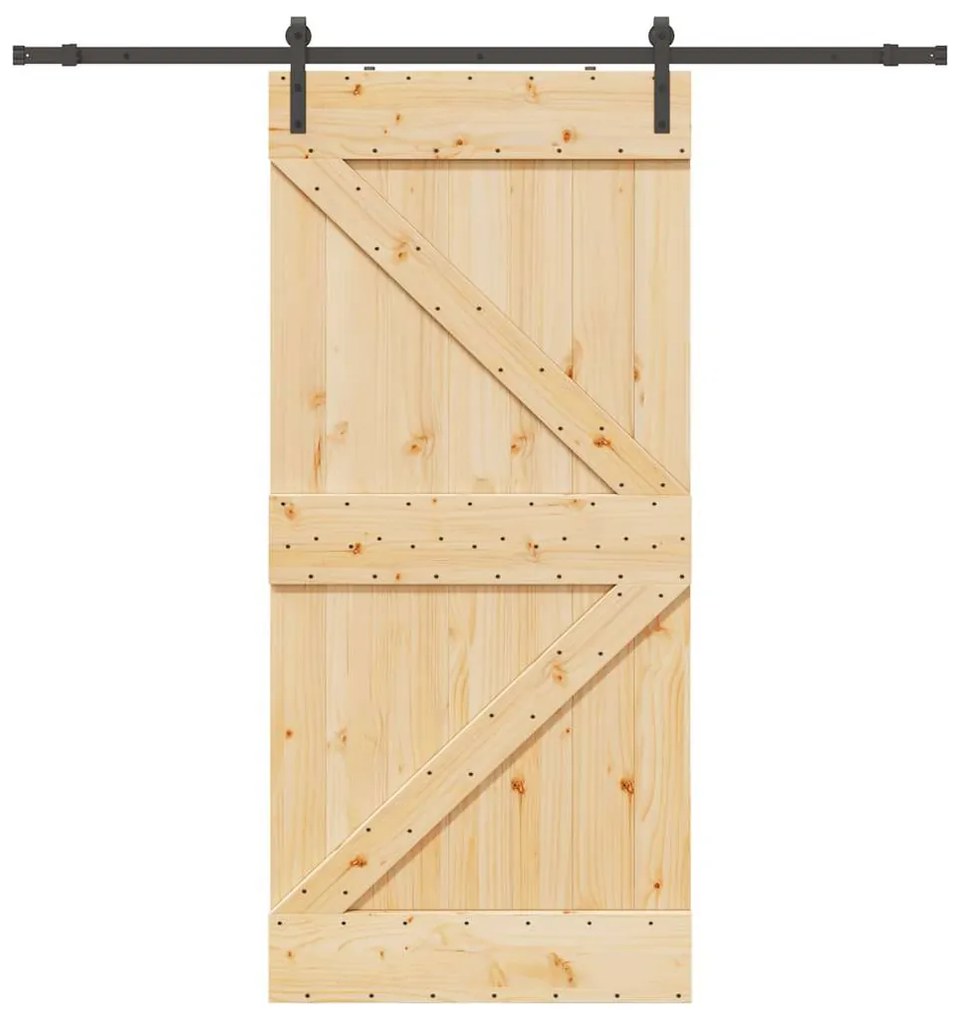 vidaXL Porta de correr c/ ferragens 100x210 cm madeira de pinho maciça