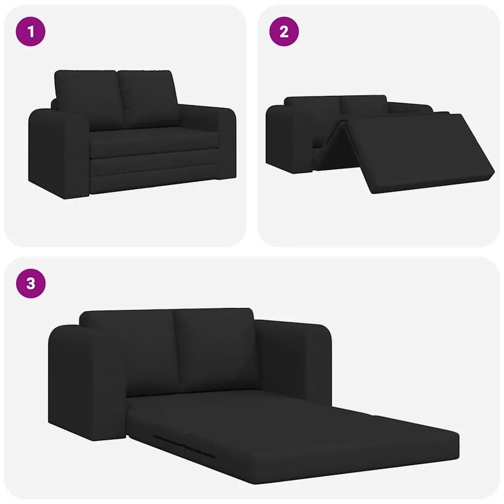 Sofá-Cama de Chão 2 em 1 Preto 148x71x83 cm Tecido
