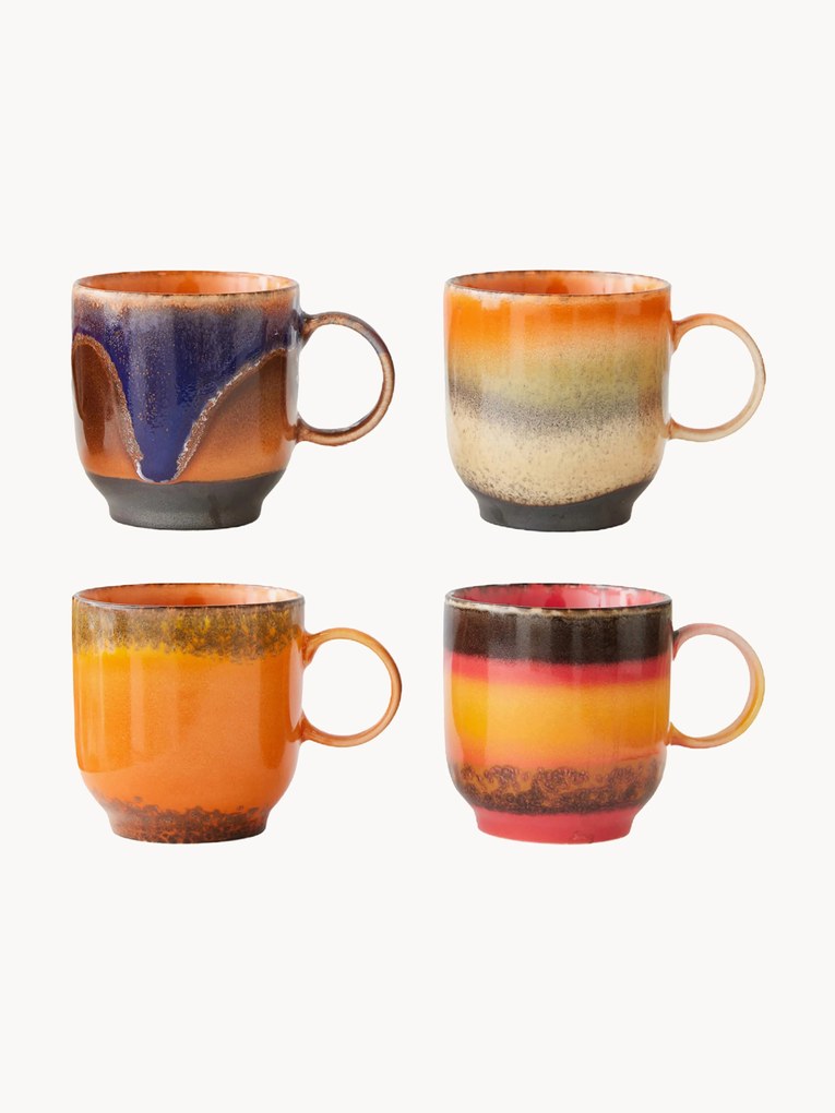 Canecas em cerâmica artesanais 70's, conjunto de 4