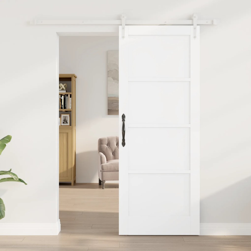 Porta Deslizante vidaXL com Conjunto de Hardware Branco 78x202 cm Made