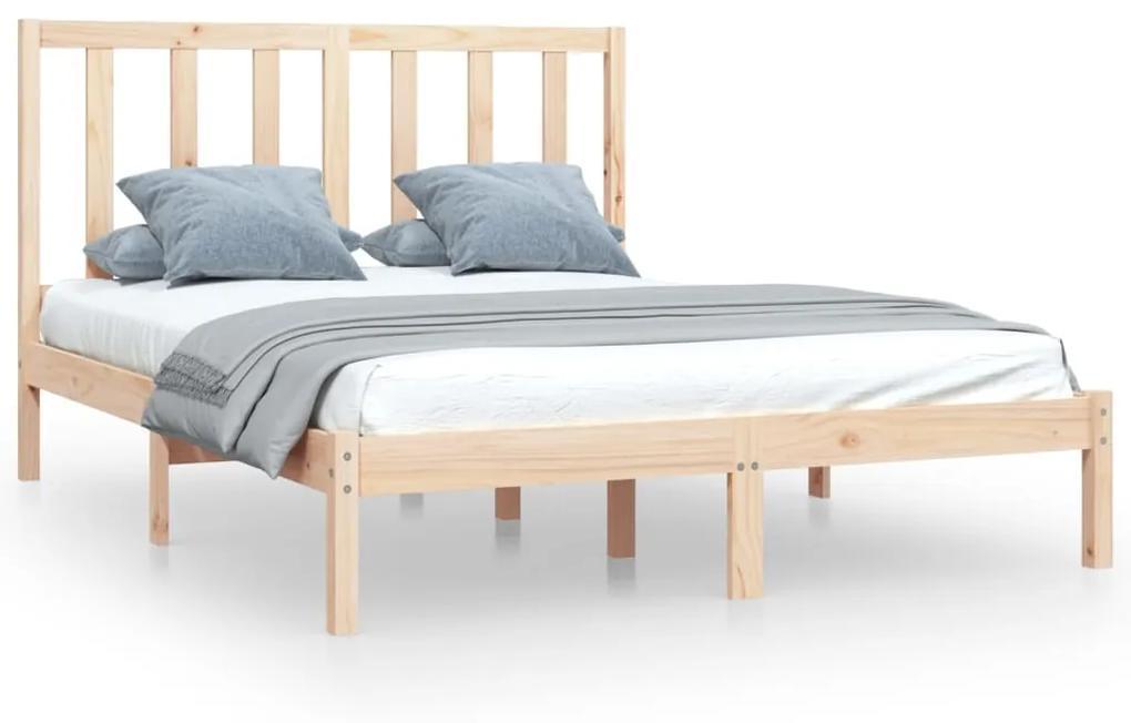 Estrutura de cama dupla 4FT6 135x190 cm madeira de pinho maciça
