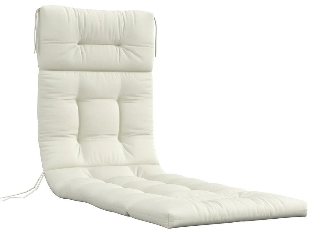 Outsunny Almofada para Espreguiçadeira 200x60x13 cm Almofada Retangular de Algodão para Espreguiçadeiras Creme