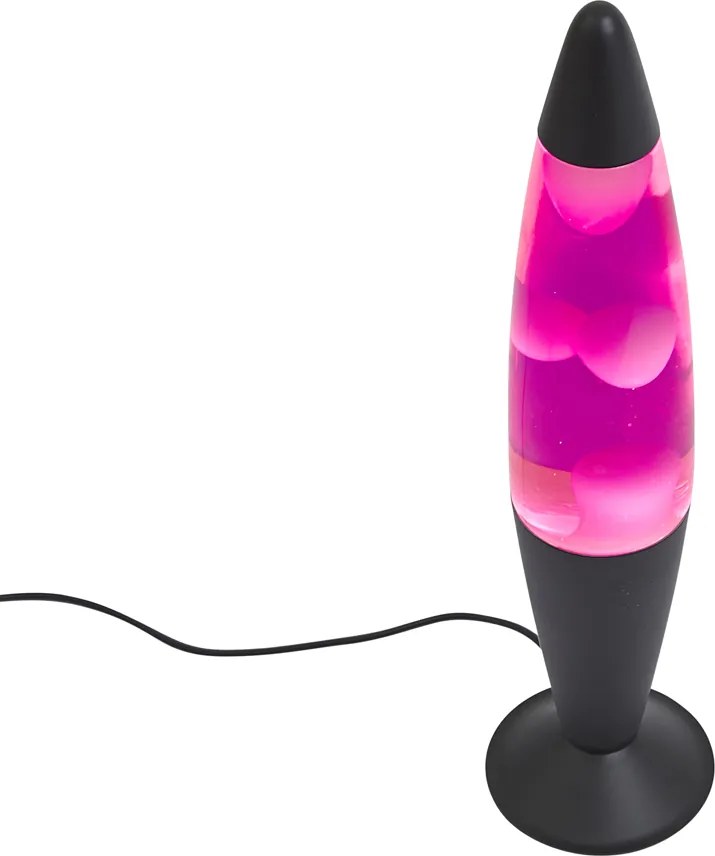 Candeeiro de Lava Rosa com Cera Branca incl. LED - Lava Fundida