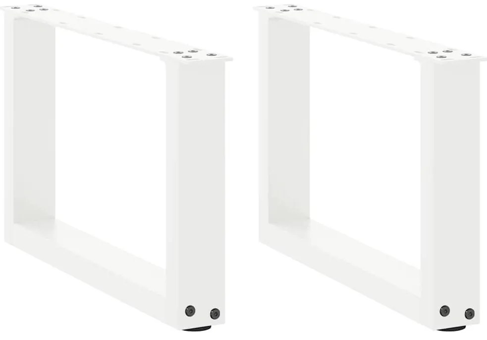 vidaXL Pés para mesa de centro em formato de U, 2 peças, branco, 50x(30-31) cm, aço