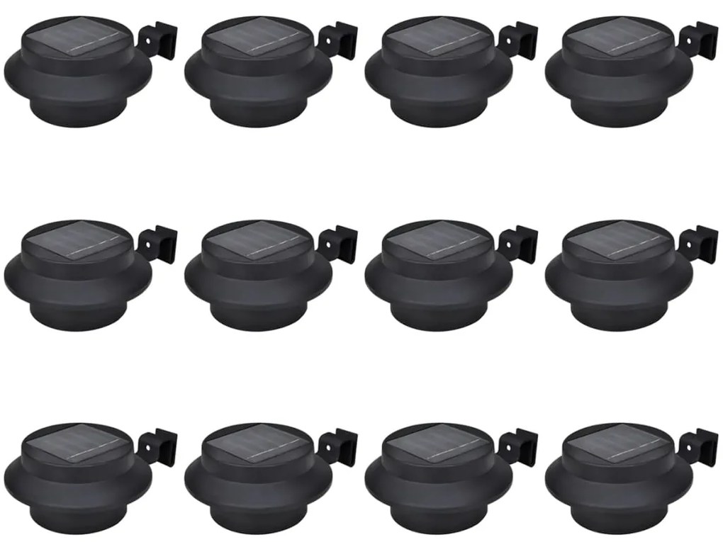 vidaXL Candeeiros solares de exterior LED para vedações 12 pcs preto