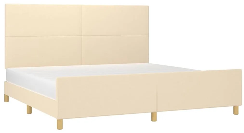 Estrutura de cama sem colchão 200x200 cm tecido cor creme