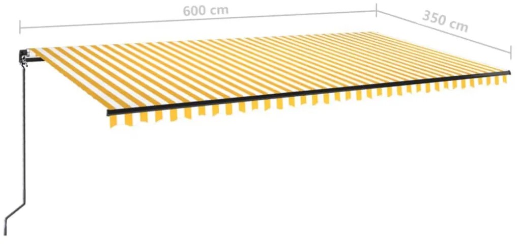 Toldo retrátil manual 600x350 cm amarelo e branco