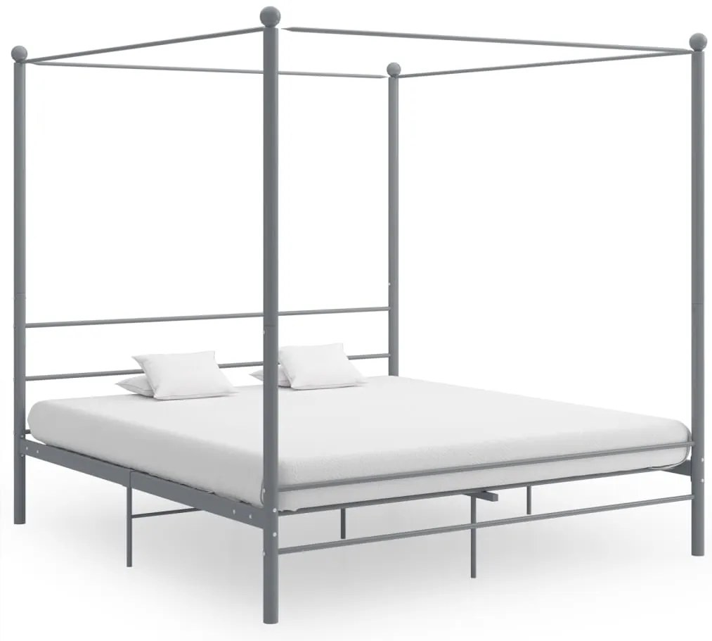 Estrutura de cama com dossel 200x200 cm metal cinzento